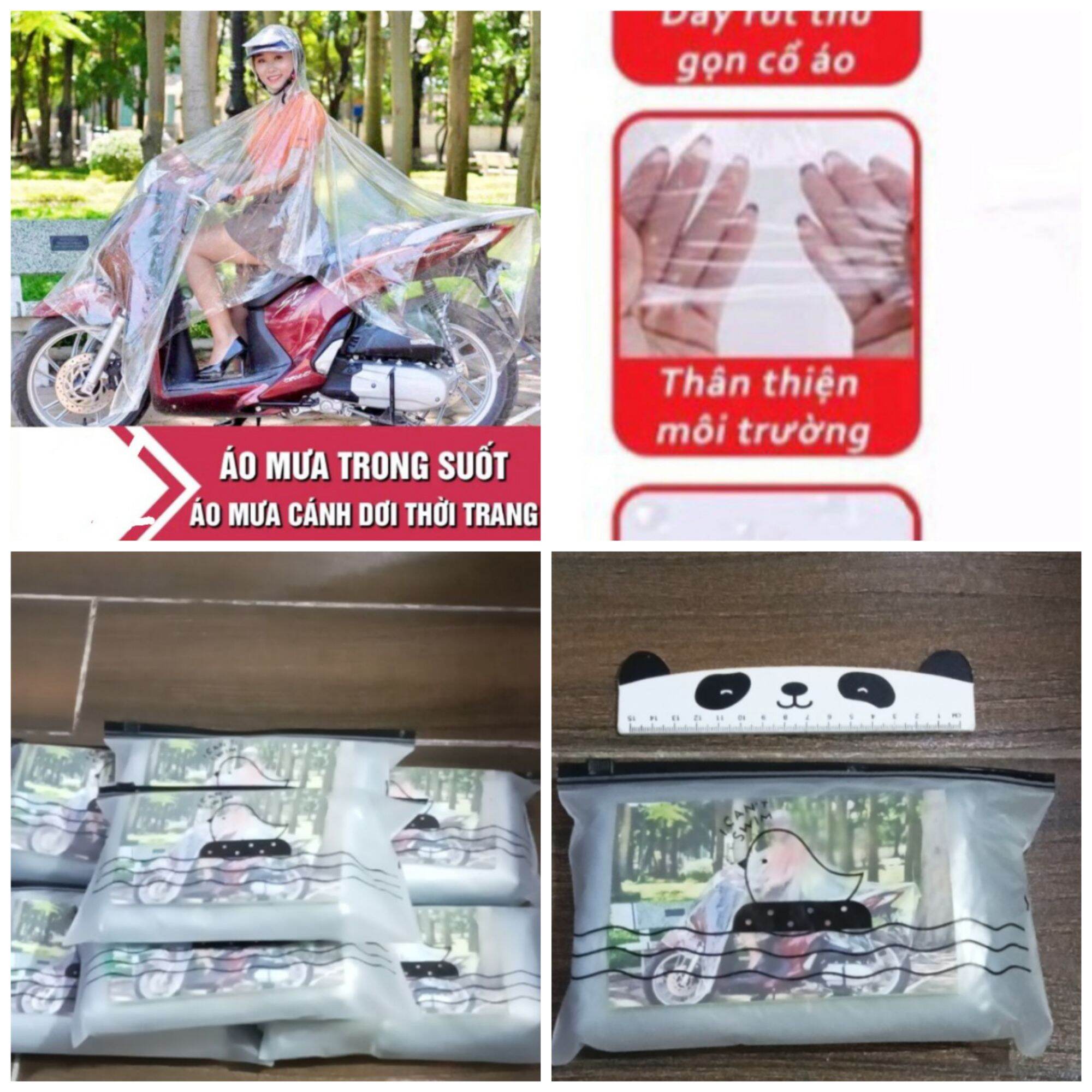 Túi Áo Mưa Cánh Dơi Trong Suốt bỏ cốp xe máy siêu gọn nhẹ