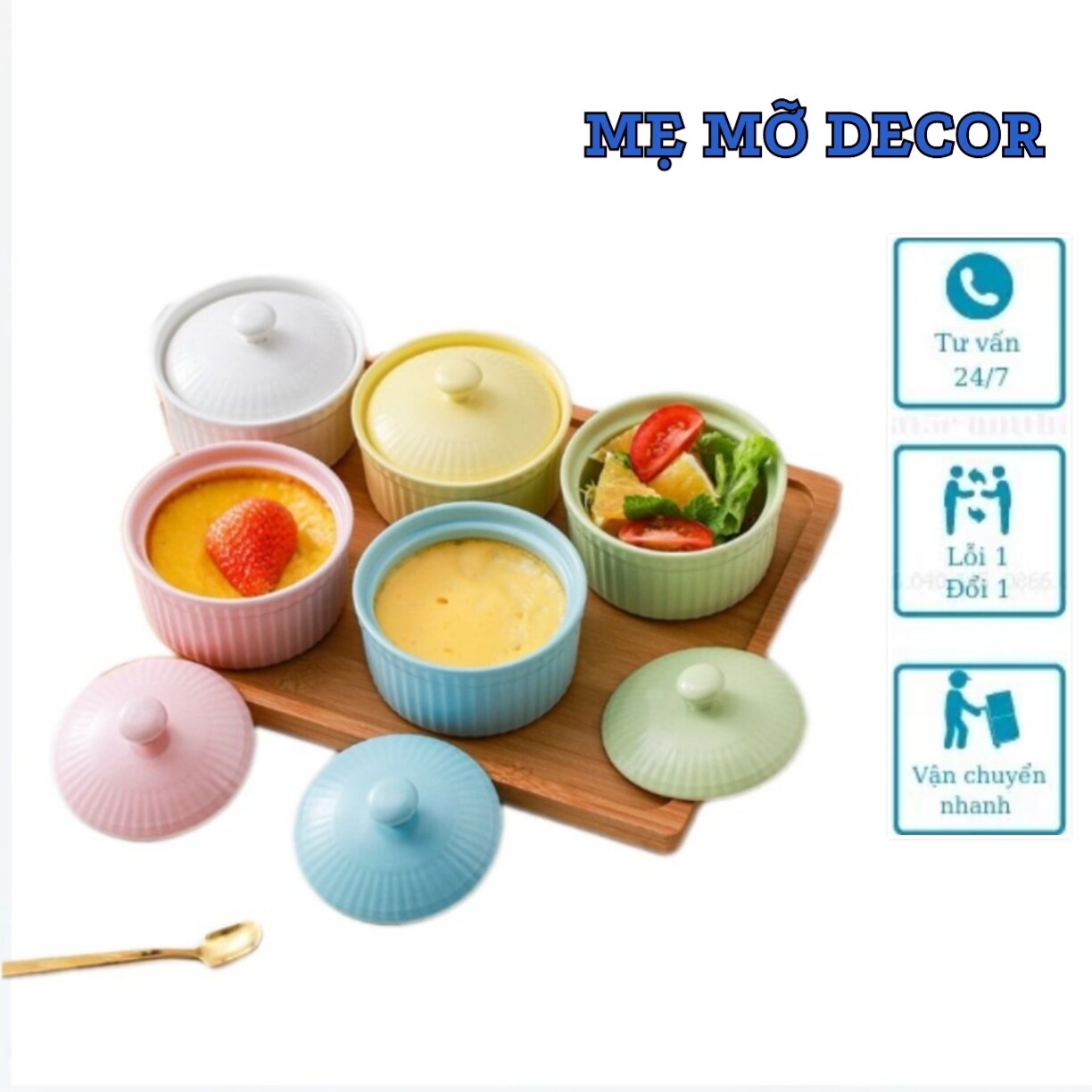 Bát ăn dặm gốm sứ ramnekin, hũ chưng yến có nắp 125ml #khuôn làm bánh Flan #Hũ chưng yến #Cốc chưng yến cho bé
