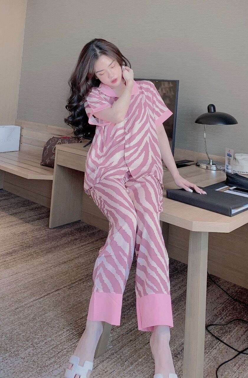 Đồ bộ dài pyjama cộc tay vải mango siêu mịn mát