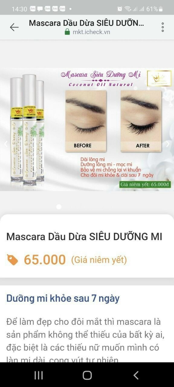 Mascara tinh chất dầu dừa Pháp siêu dưỡng dài mi