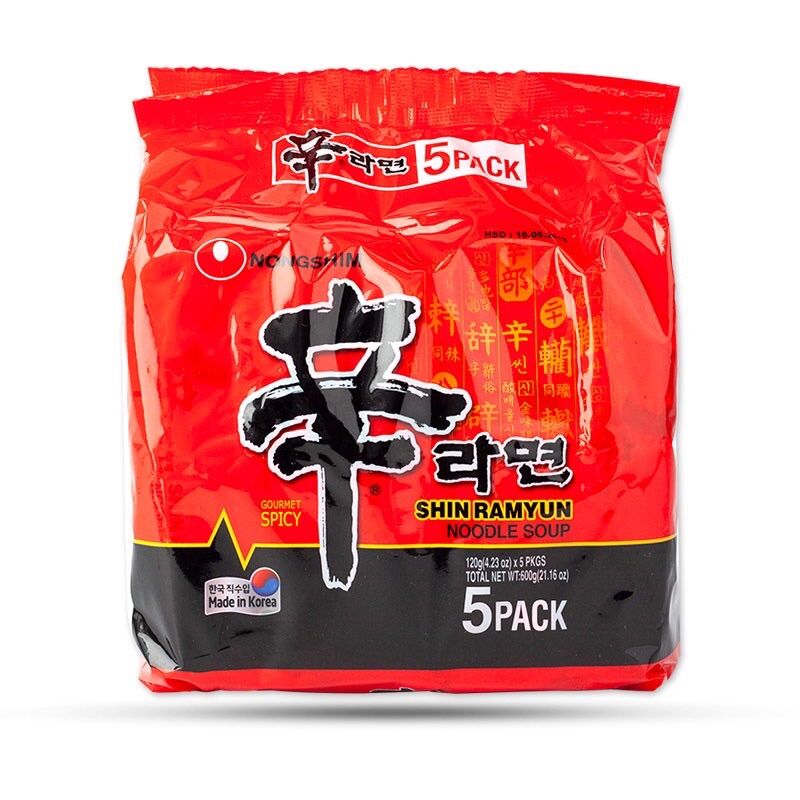 Lốc 5 gói mì cay nongshim hàn quốc 120g date 11/5/2023