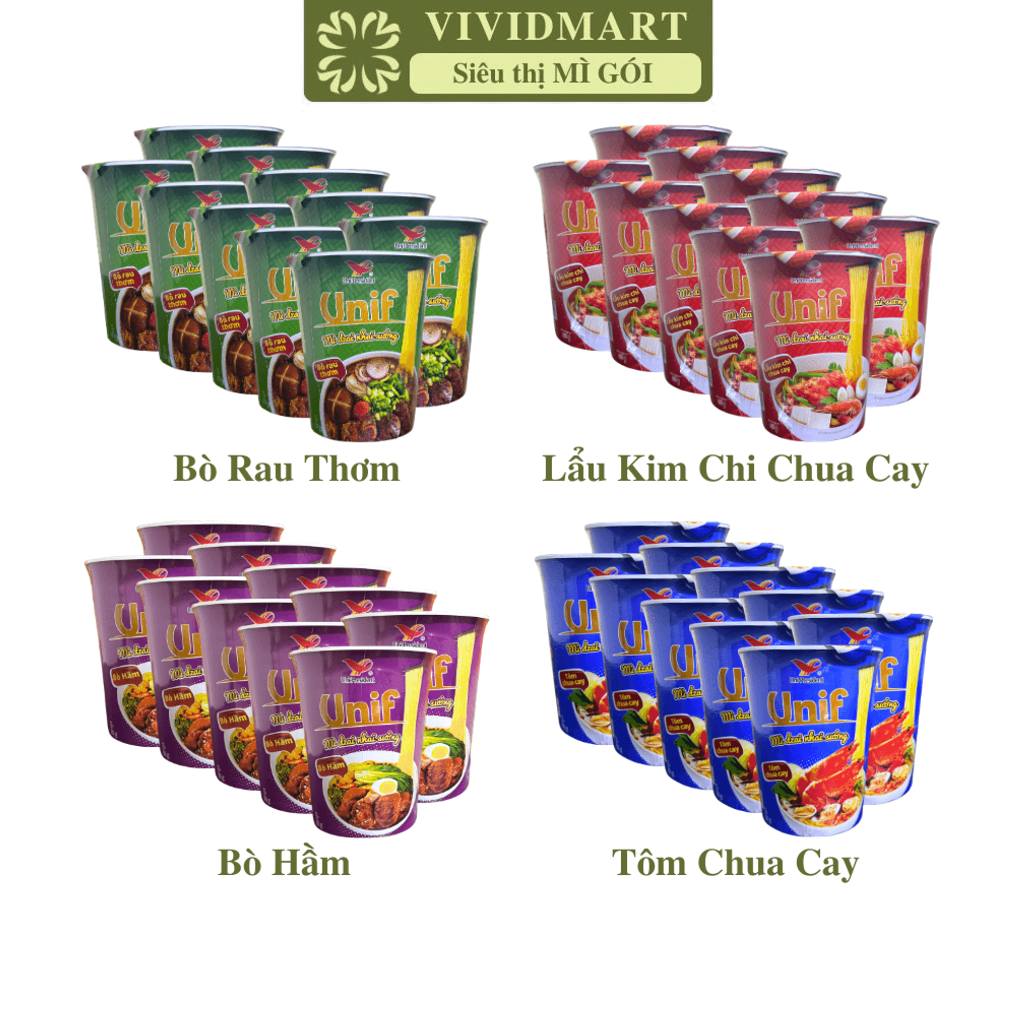 - uni-president - mì unif ly 4 vị: bò rau thơm, lẩu kim chi chua cay, tôm chua cay, bò hầm - unif mì ly