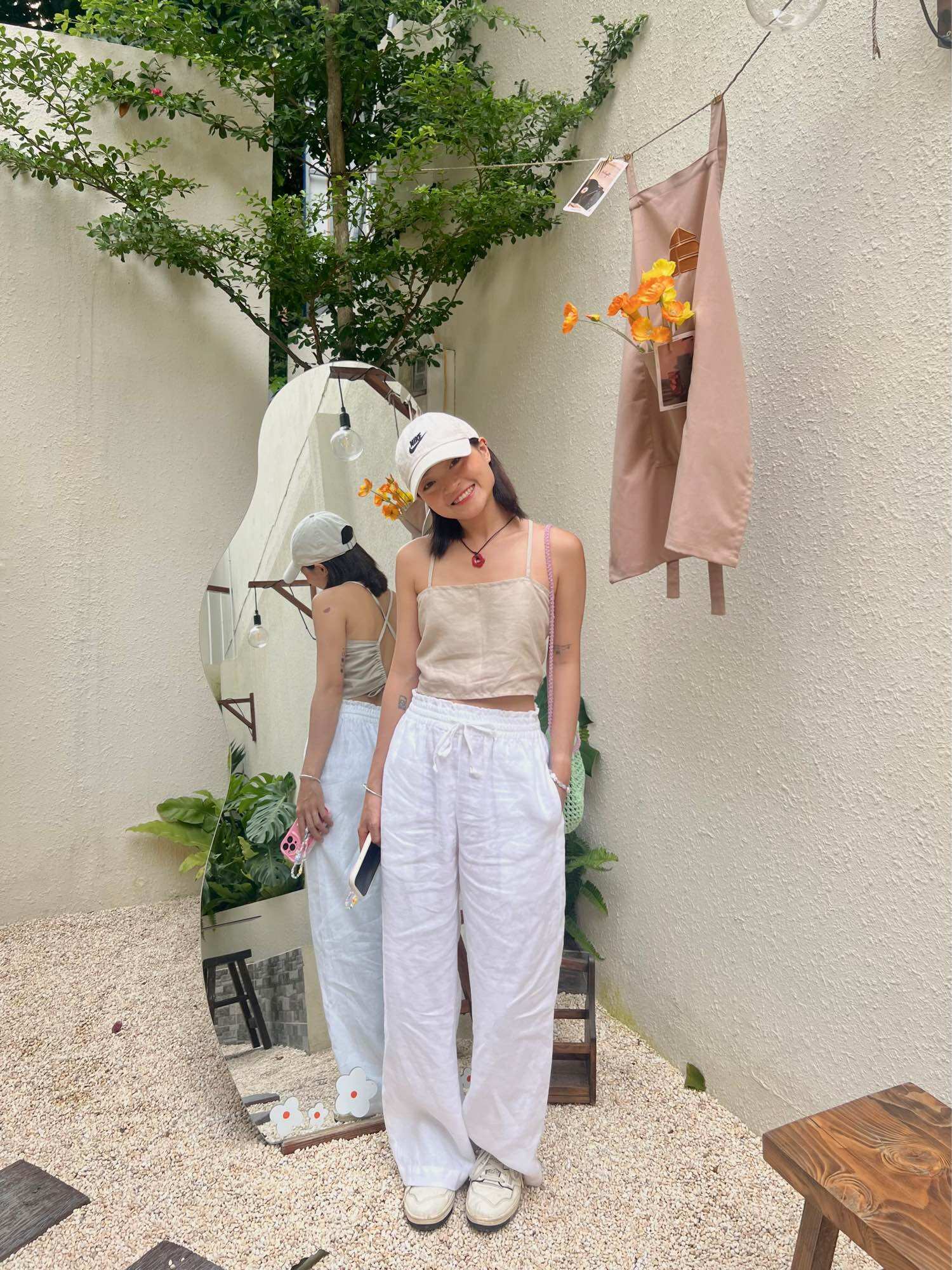 Amegon quần linen ống rộng lưng chun yuki pants ii