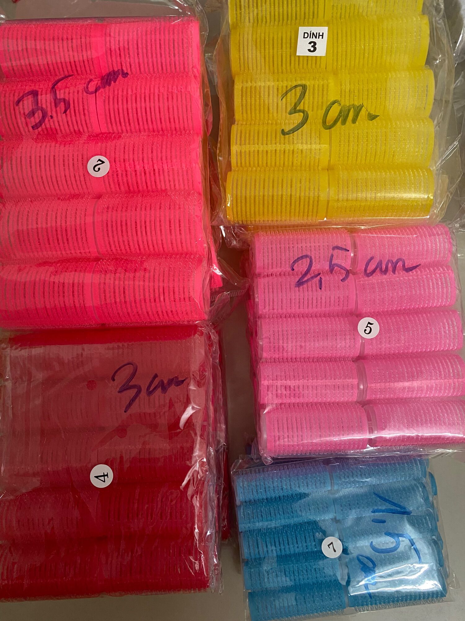10 cái Lô cuốn - Ống dính làm xoăn tóc - Lô cuốn mái - Màu ngẫu nhiên theo size