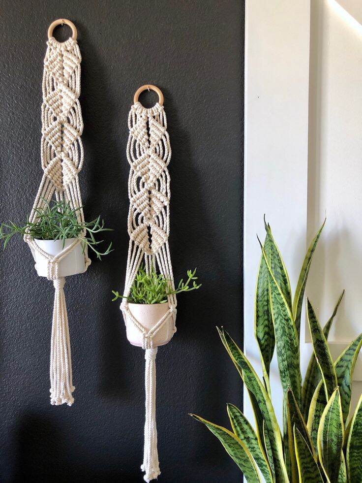 1 dây tết macrame handmade treo trang trí chậu cây cảnh