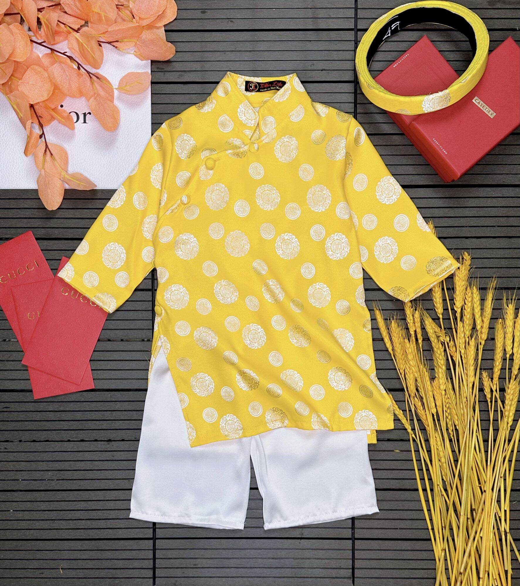 sét áo dài truyền thống bé trai.áo+quần.chưa kèm khăn.khăn khách cần mua thêm