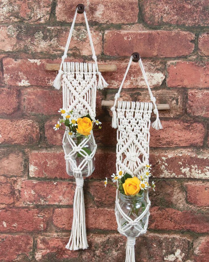 Set 2 dây tết macrame treo tường trang trí chậu lọ hoa