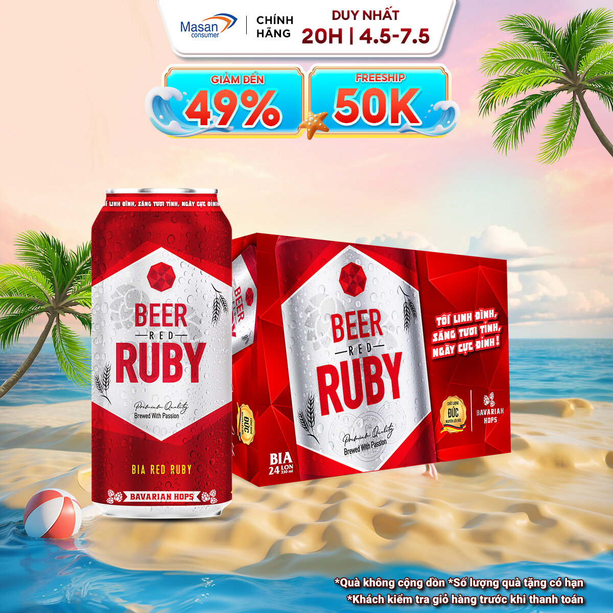 Bia Red Ruby Sleek thùng 24 lon x 330ml