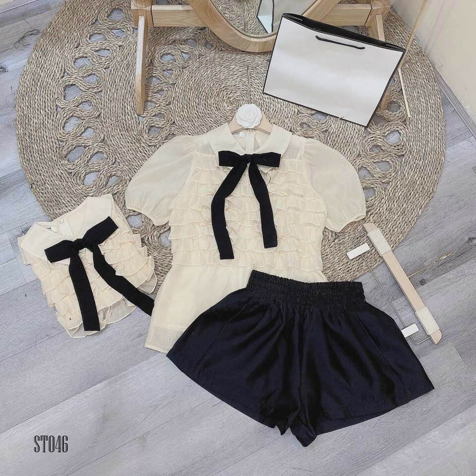 Quần đùi tacta phồng sang chảnh