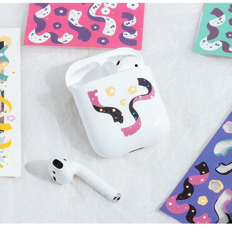 Tấm sticker hình ruy băng lấp lánh trang trí toploader