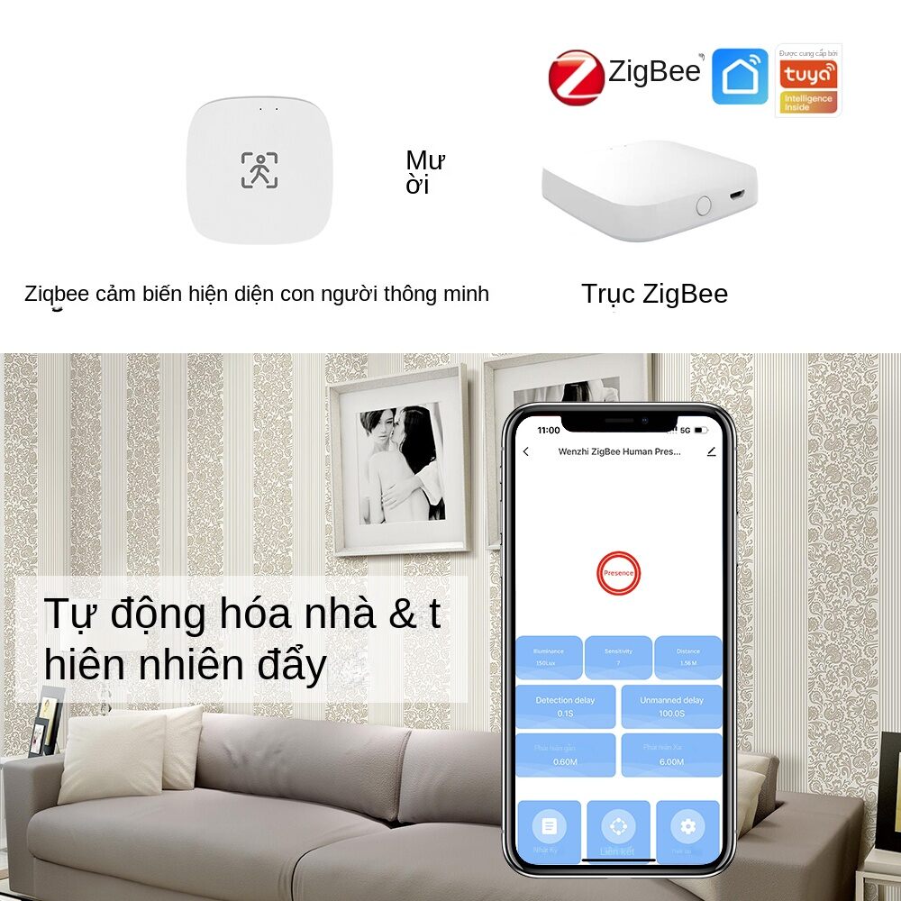 ZigBee Wifi MmWave Human Presence Motion Sensor With Luminance/Distance Detection 5/110/220V Tuya Smart Life Home Automation