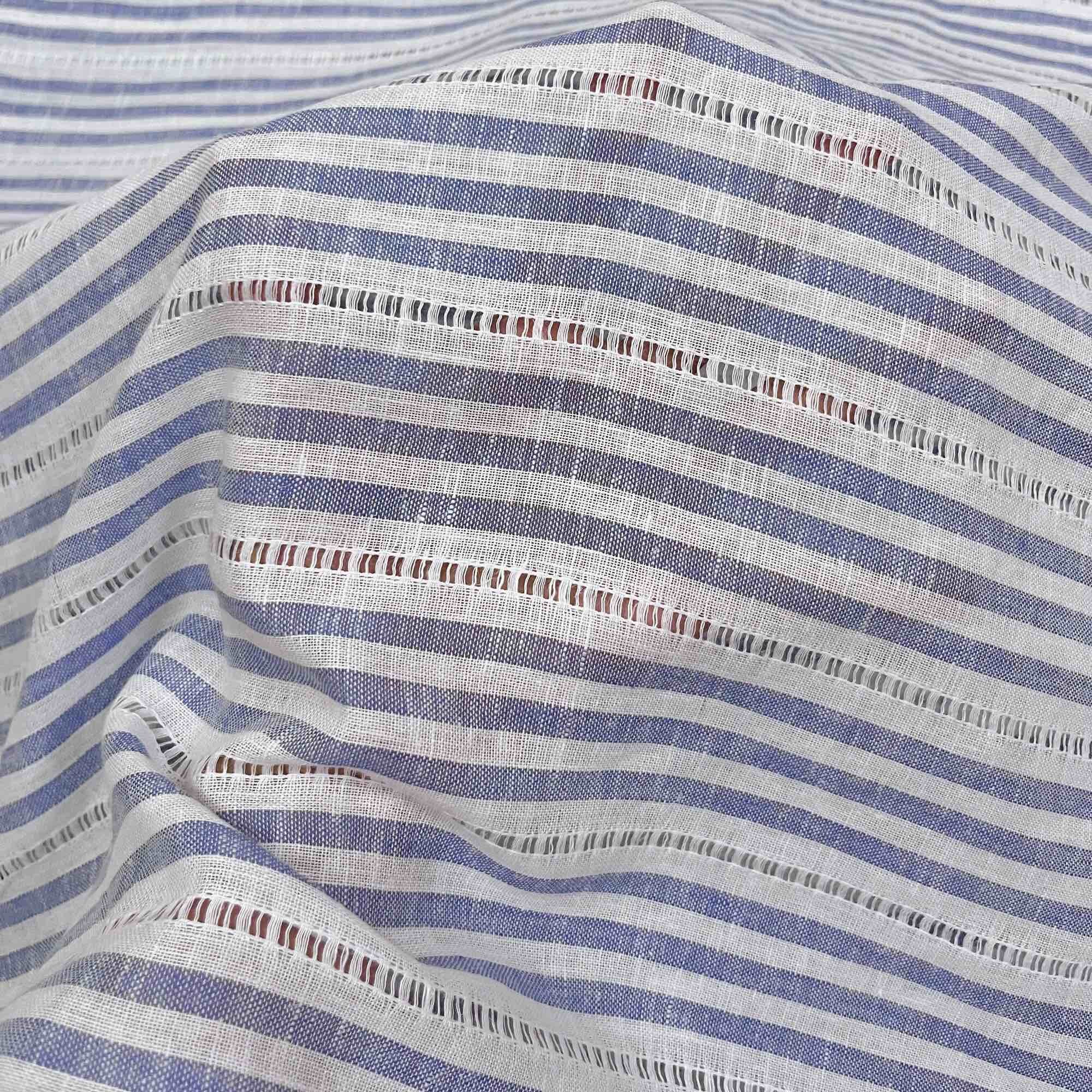 Vải Xô Linen Dệt Sọc Hoạ Tiết Xanh Nhạt Mềm Rũ Mỏng Mát Khổ 1m45
