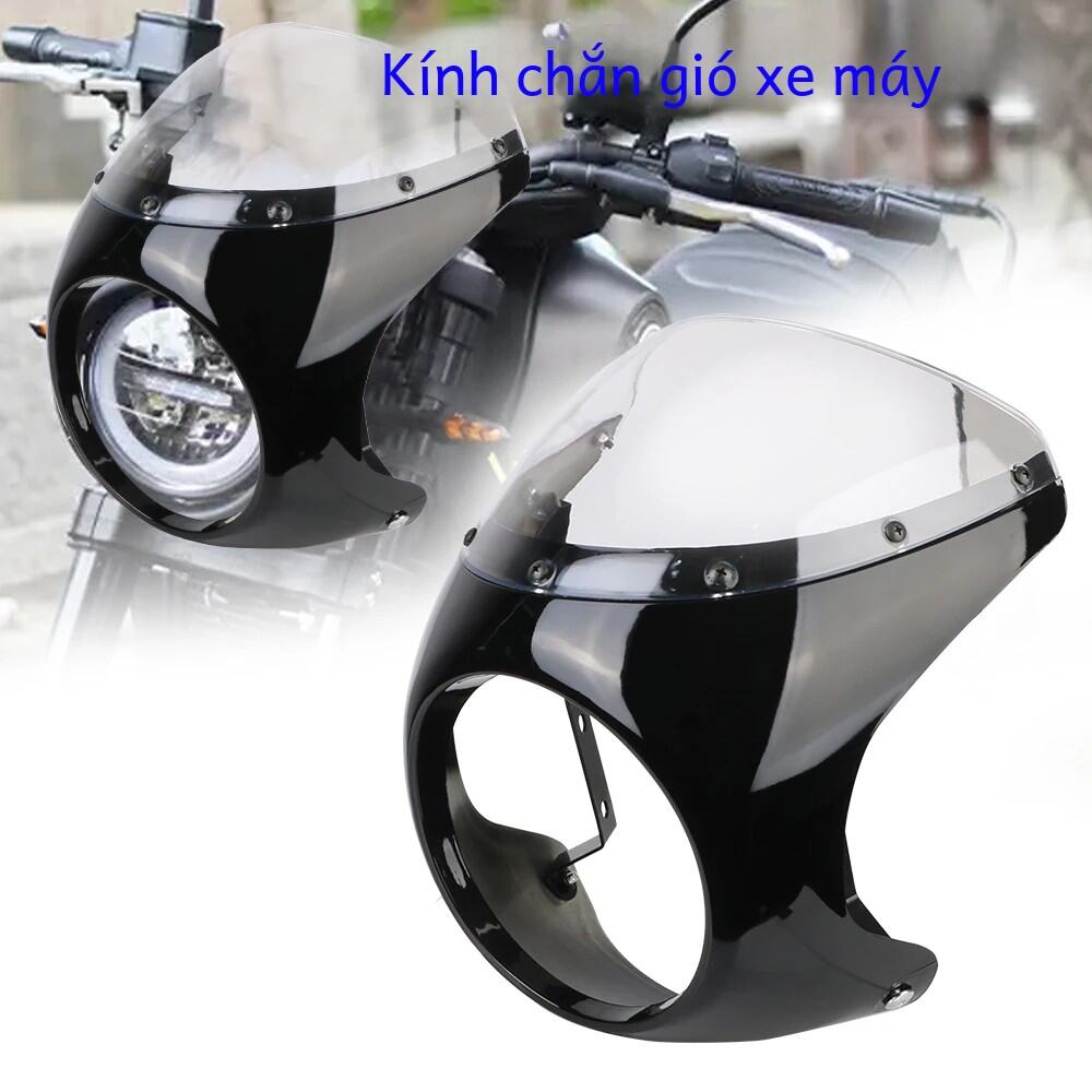 7-Inch Retro Kính Chắn Gió Xe Máy Fairing Đèn Pha Bao Da Bảo Vệ Nhựa ABS Và Mặt Tỳ Hưu Màu Chất Liệu Dành Cho Xe Honda Cafe Race Sportster Lưu Diễn xe Máy Phụ Kiện