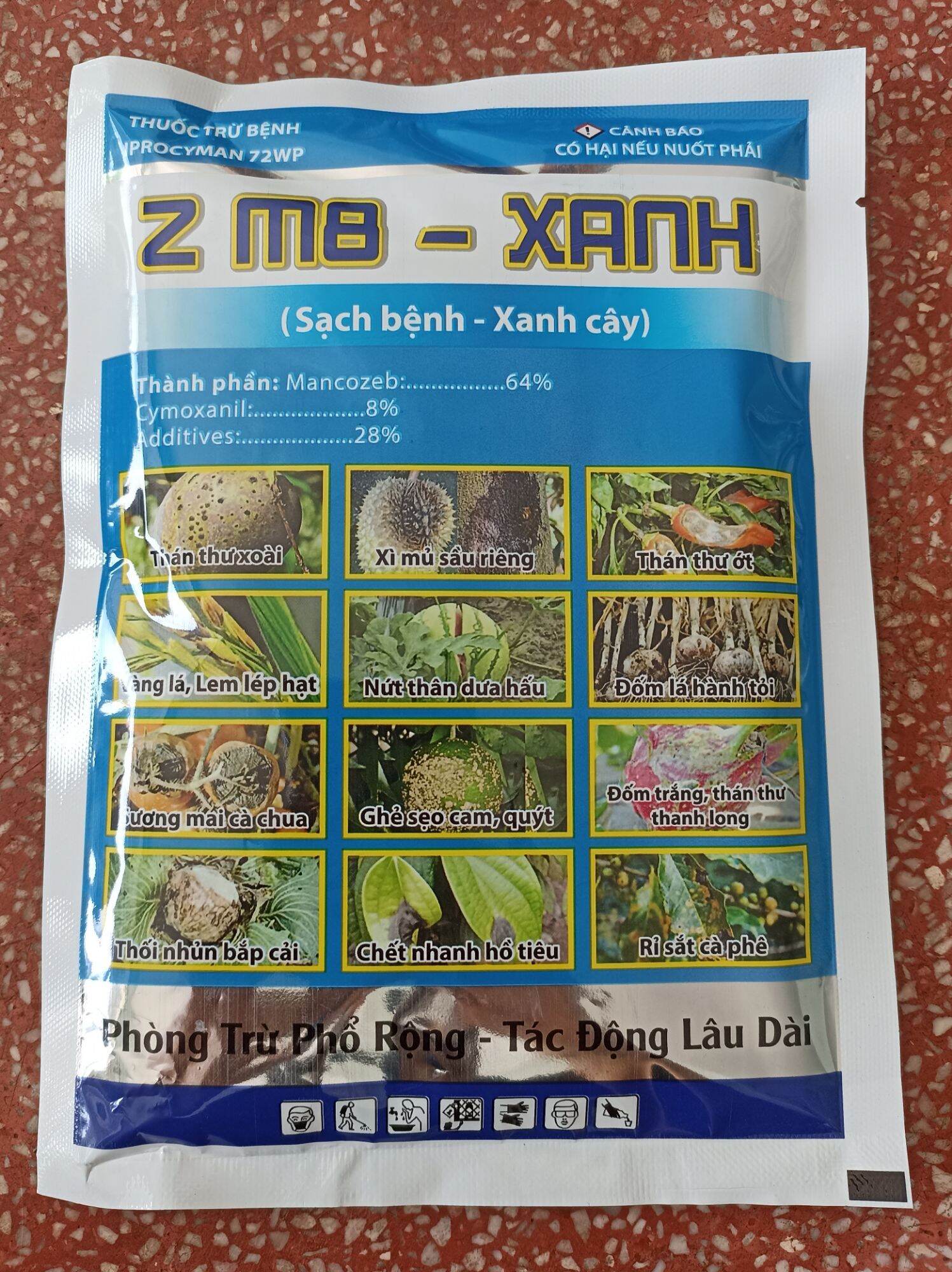 Thuốc trừ nấm bệnh z m8- xanh trừ thán thư vàng lá xì mũ nứt thân đốm lá sương mai ghẻ xẹo thối nhũng rỉ sắt gói 100gr