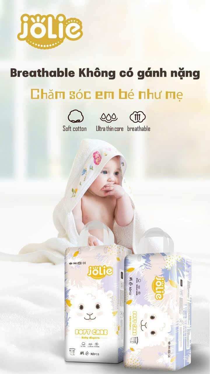 Combo 100 Bỉm quần JOLIE cao cấp phom xuông dán sau tiện lợi bỉm siêu mềm cho bé yêu