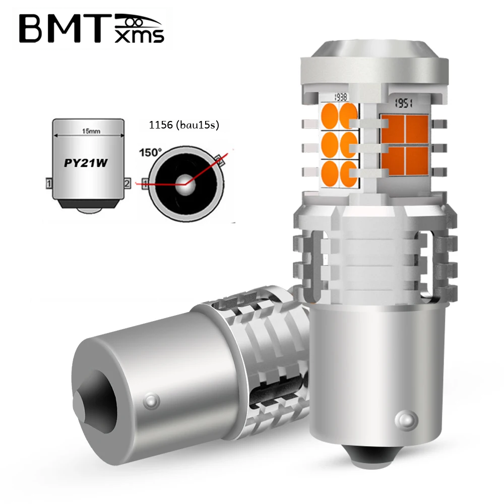 Bmtxms Xi Nhan CANBUS T20 7443 W21w Wy21w Py21w Bau15s LED Tín Hiệu Màu Vàng Hổ Phách 3157 P27w Led 