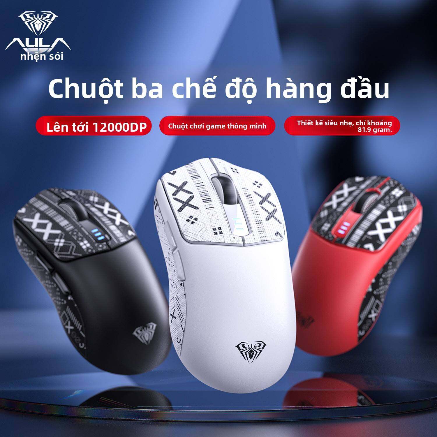 AULA | Chuột không dây AULA SC580 3 Chế Độ (Bluetooth/2.4G/Có Dây), Mắt đọc 12000 DPI, Siêu nhẹ 81.9g, Dùng cho Gaming và Văn Phòng