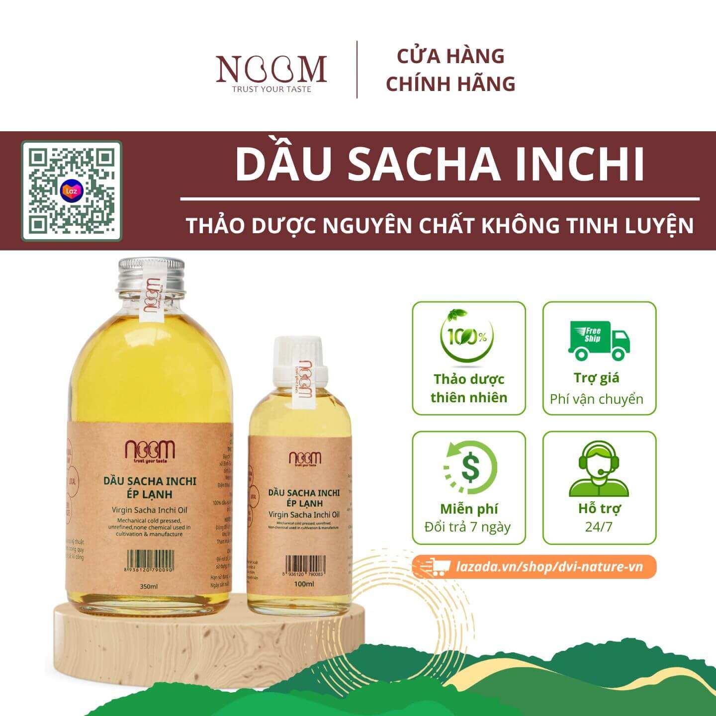 Dầu sacha inchi ép lạnh Noom nguyên chất từ thiên nhiên giúp dưỡng da ngăn ngừa lão hóa da