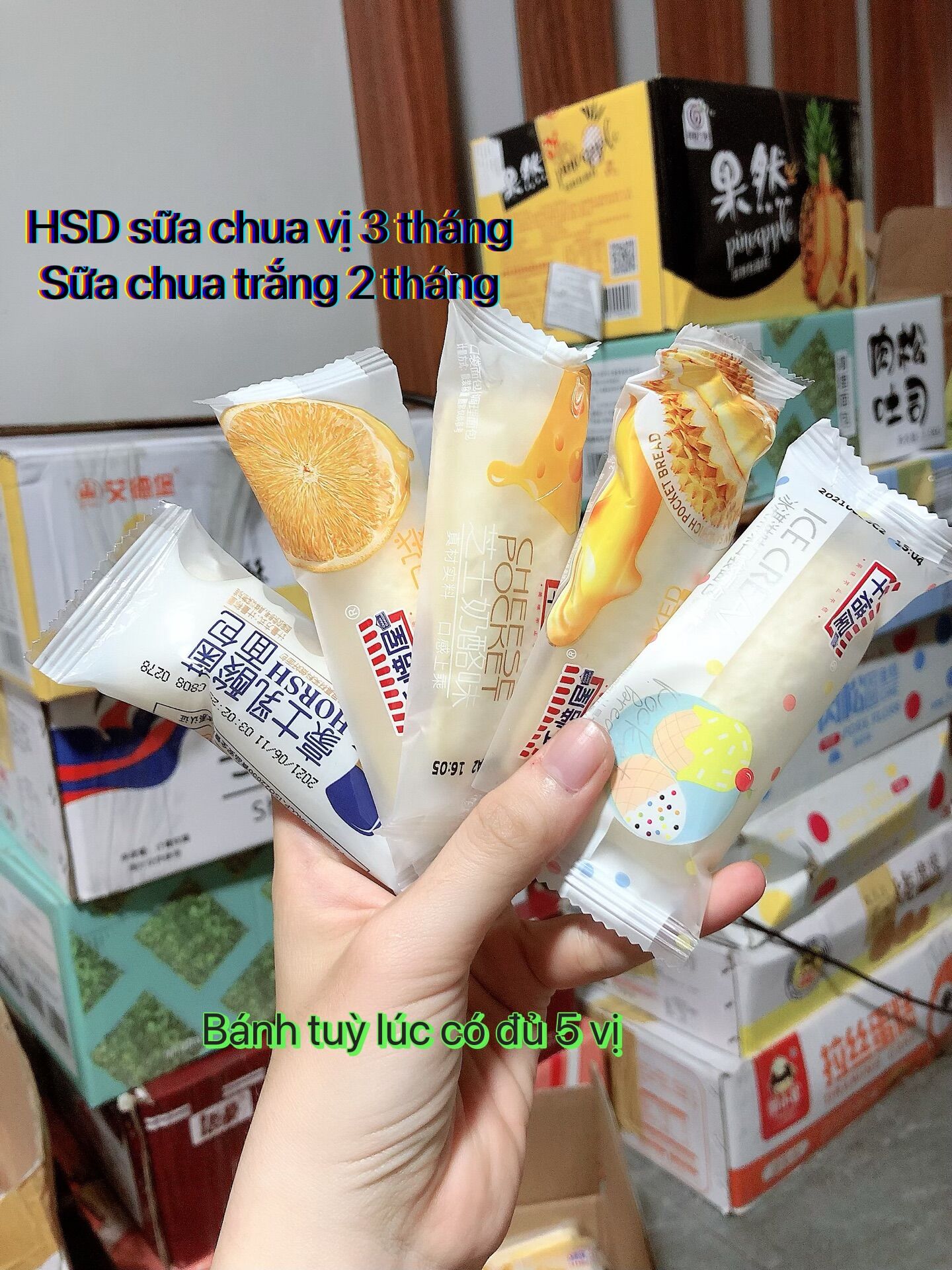 500gr bánh sữa chua mix đủ 5 vị đài loan được tầm 20-23cái (tuỳ lúc có đủ 5 vị)