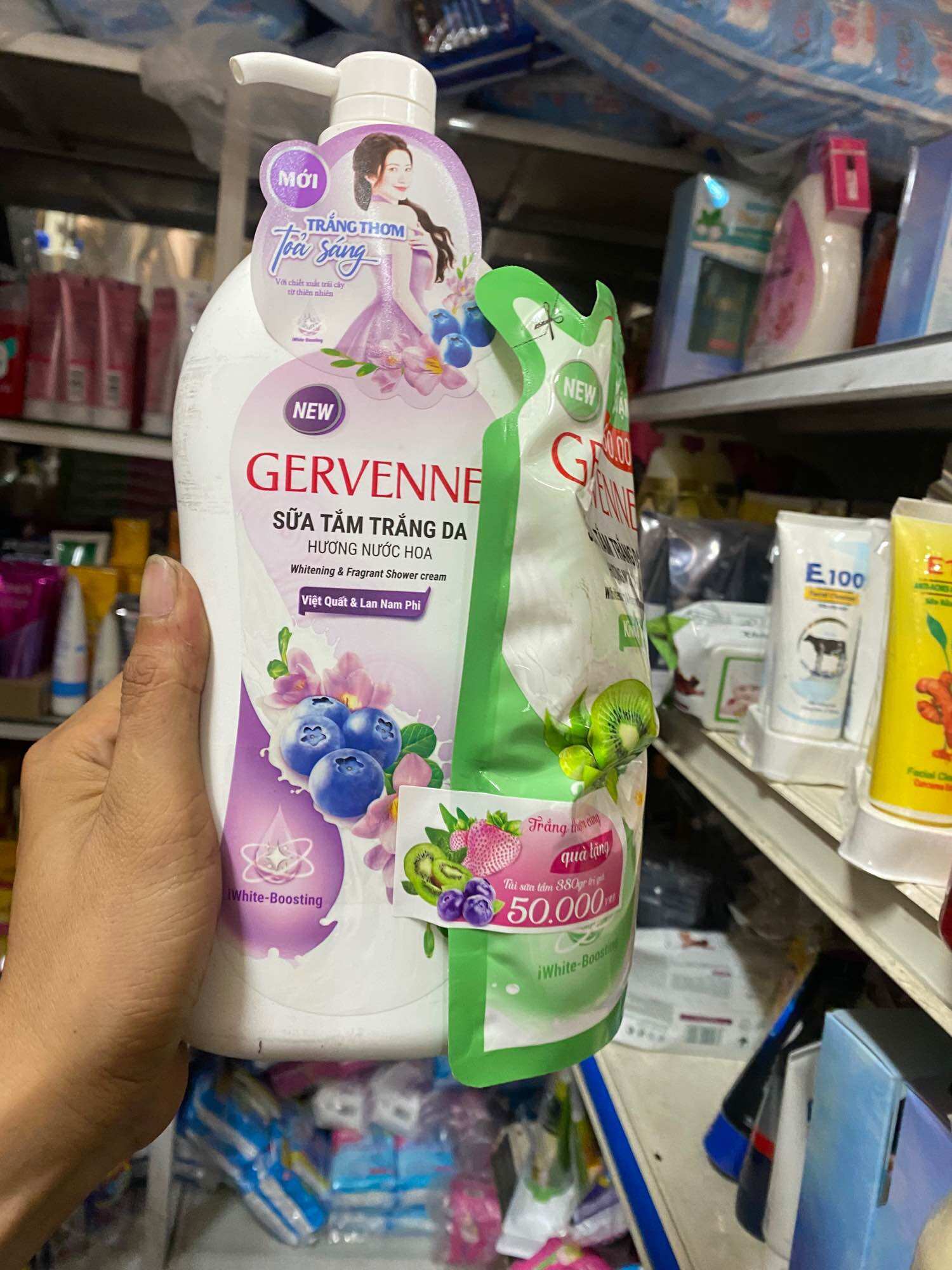 Sữa tắm gervenne 900g tặng túi 450g - cho làn da sáng mịn