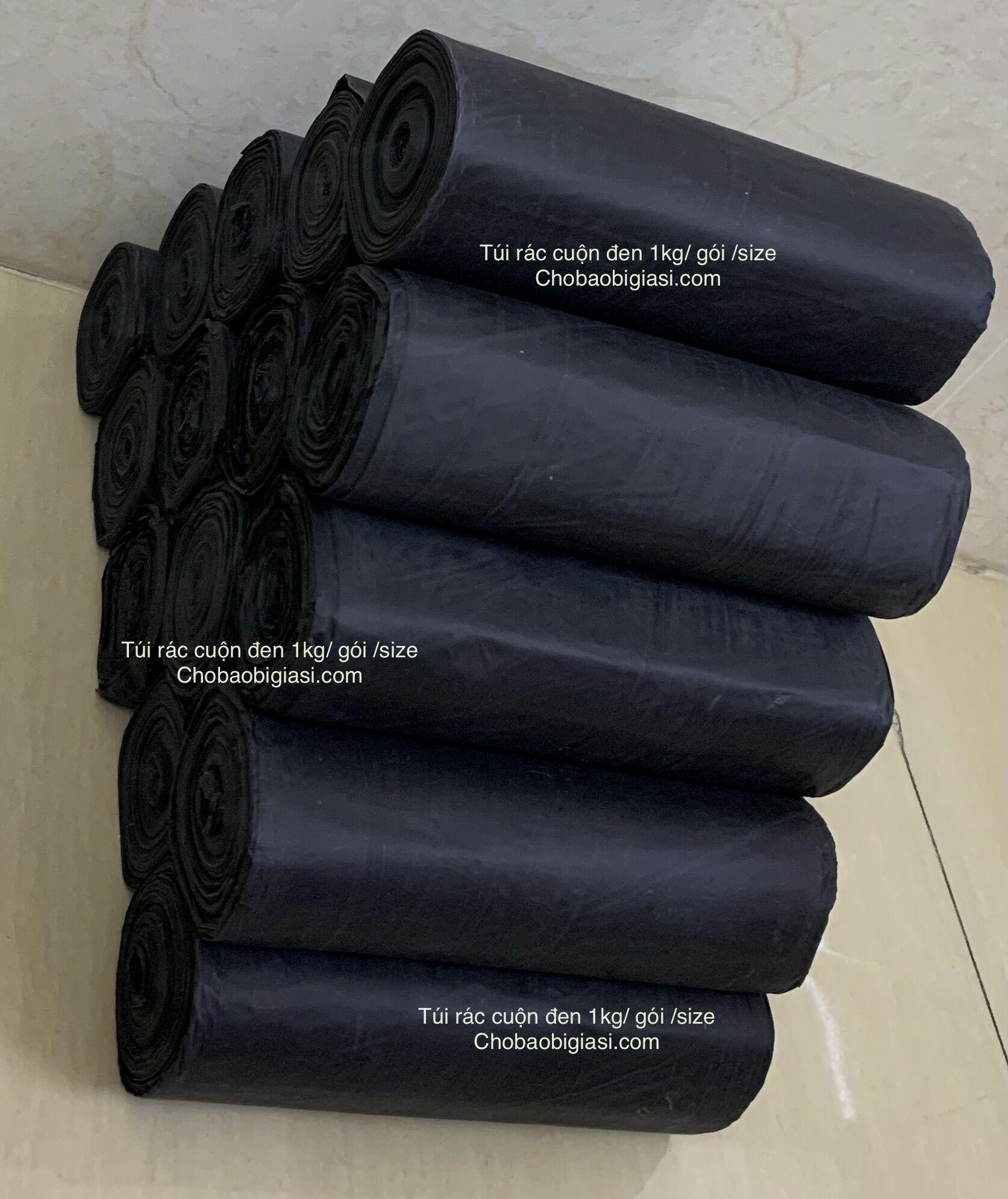 {Đồng giá 1 kg/size} Túi rác cuộn đen loại đẹp, dai (có sẵn 4 size tiểu, trung, đại, cực đại)