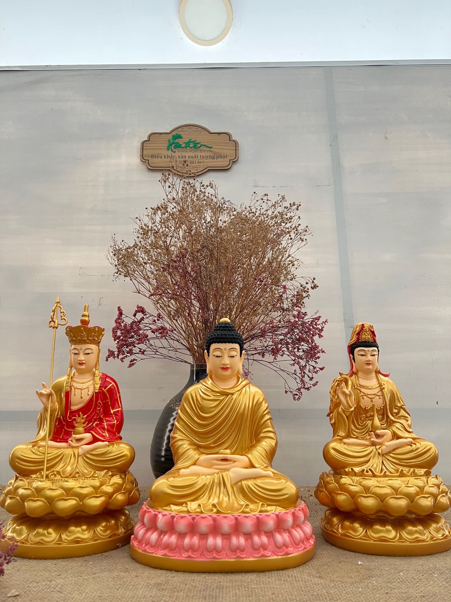 [HCM]Bộ tượng Tam Thế Phật/Ta Bà ngồi 30cm