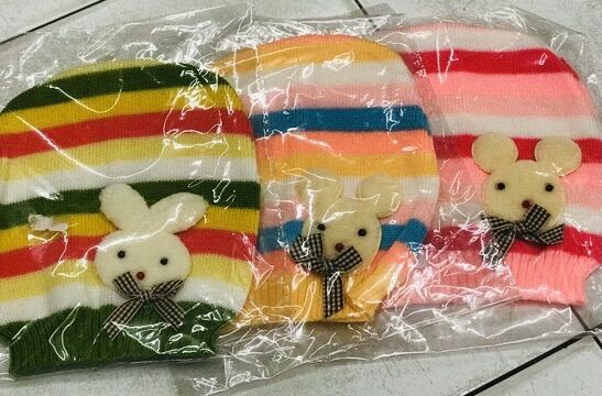 Nón len màu dán thú cho bé Sơ sinh đến 9 tháng