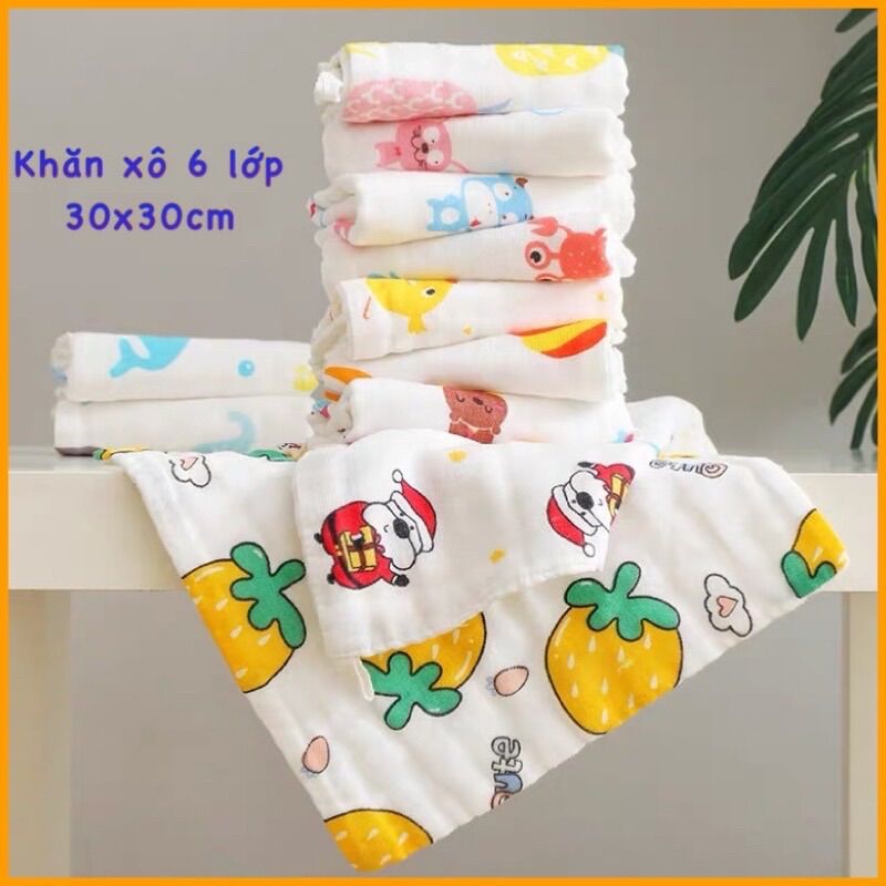Khăn xô sữa xuất Nhật 30x30cm 6 lớp cho trẻ sơ sinh và trẻ nhỏ lantunshop