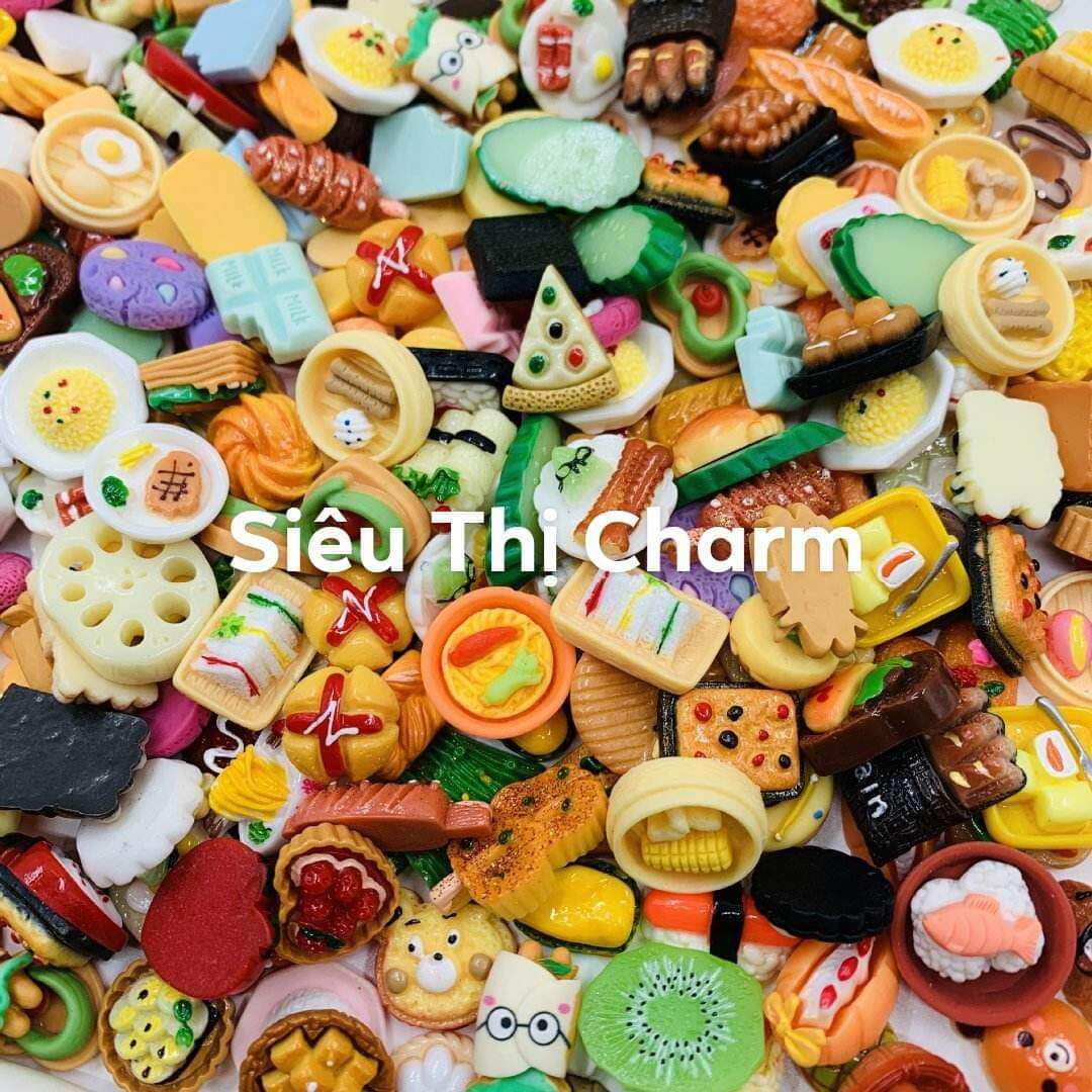 Túi 100 charm/center mô hình đồ ăn siêu rẻ