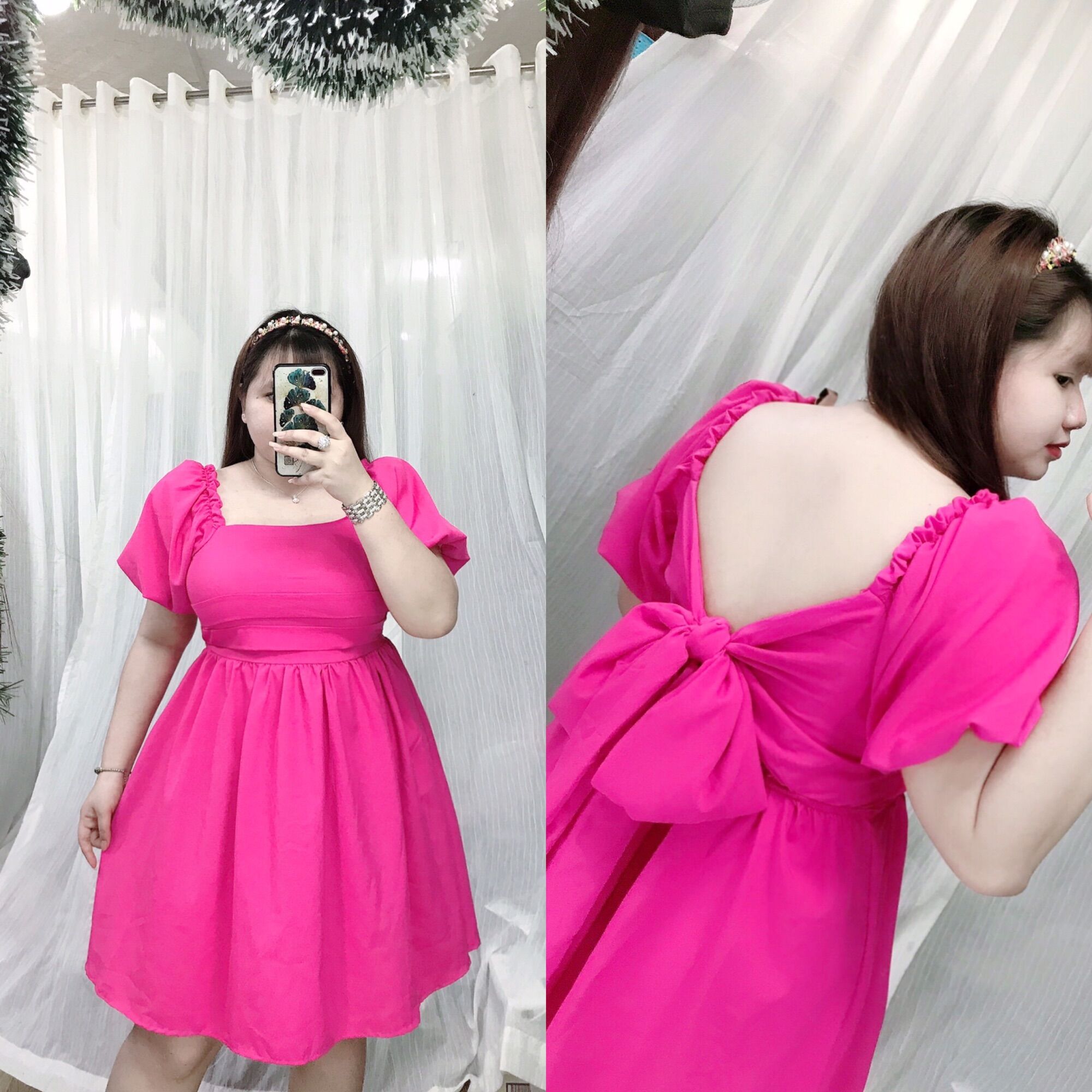Đầm baby doll cột nơ lưng