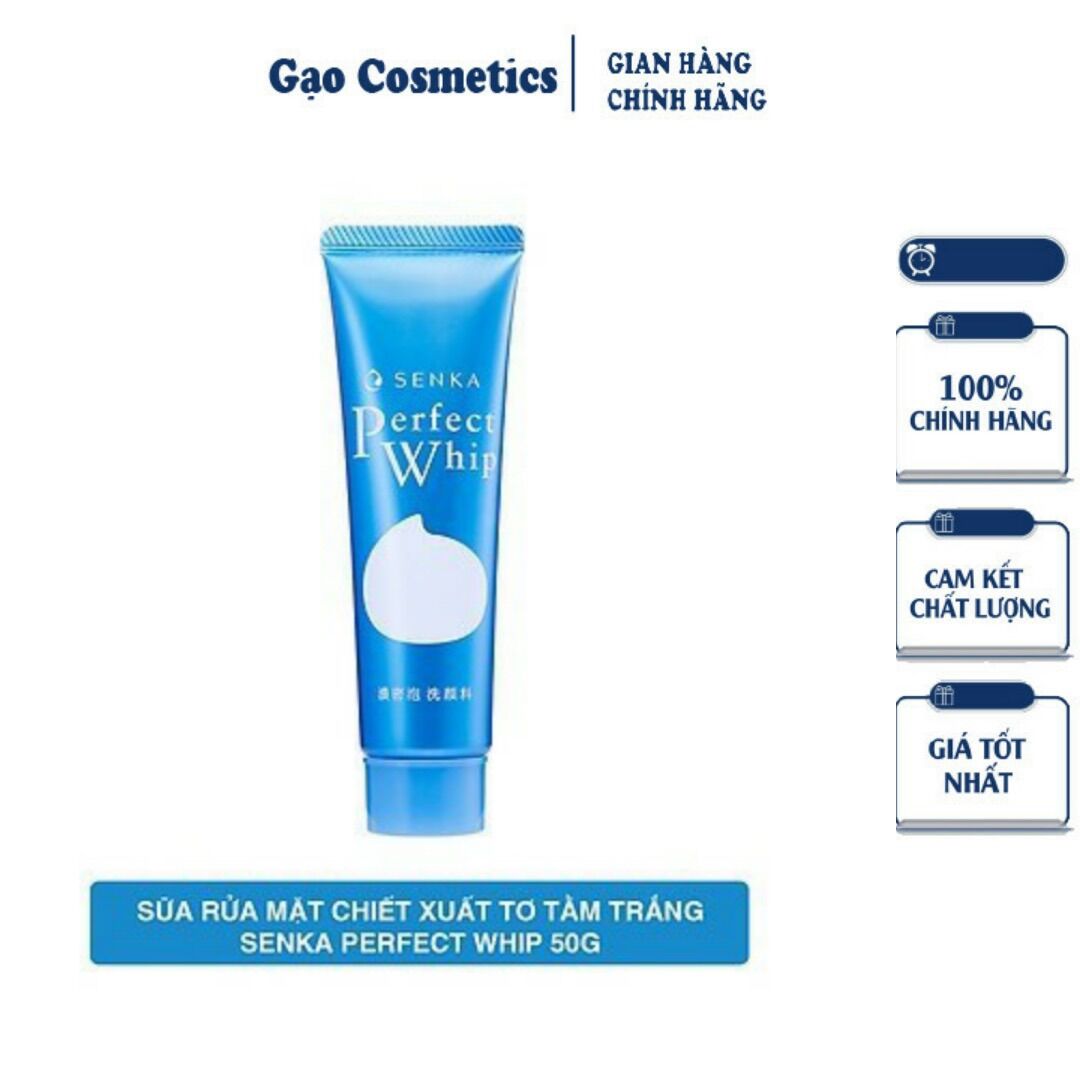 Sữa rửa mặt tạo bọt chiết xuất tơ tằm trắng senka perfect whip 50g
