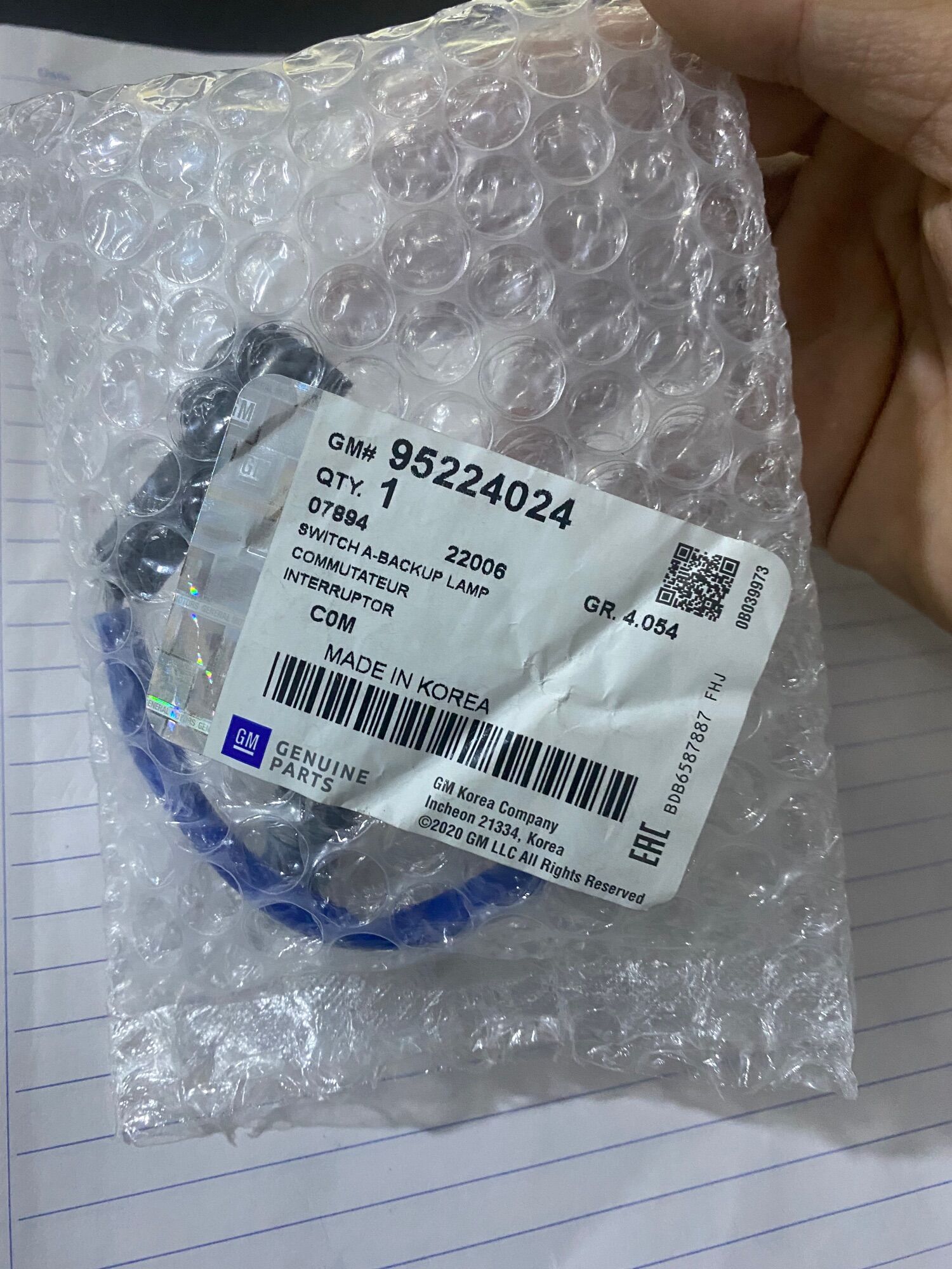 Công tắc đèn lùi Matiz 1,2,3 Spark M200