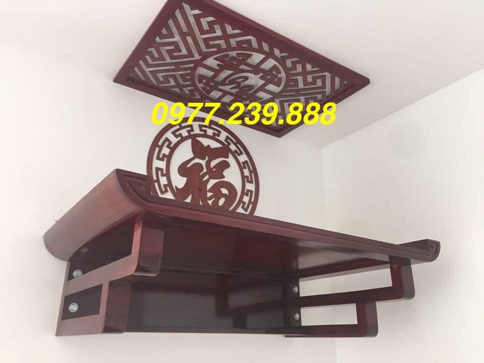 bộ bàn thờ gỗ sồi 61cm kèm chắn khói