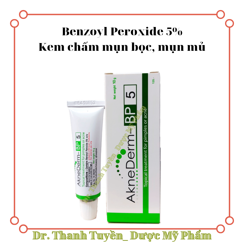 Kem chấm mụn viêm, mụn mủ AkneDerm BP5% 10g