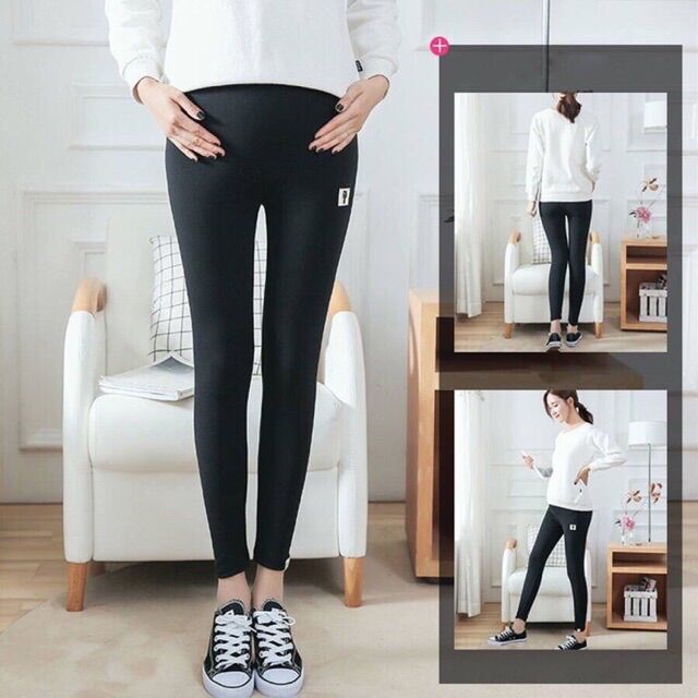 Quần legging bầu lót lông hình mèo