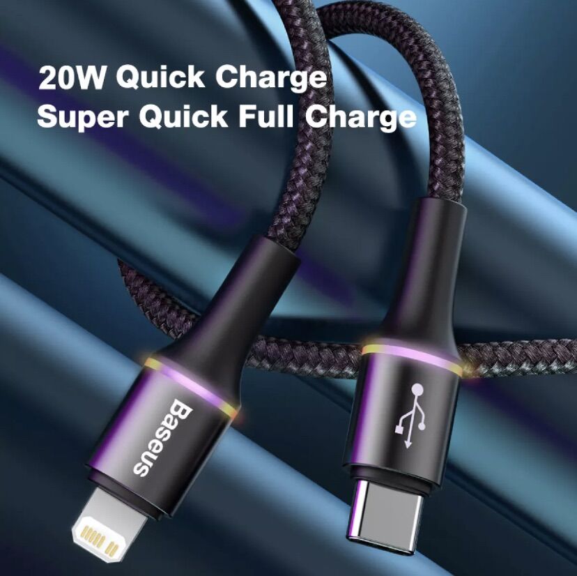 Cáp sạc nhanh Baseus 20W PD USB Type C sang Lightning cho Iphone 13 Pro Max XS X 8 Plus