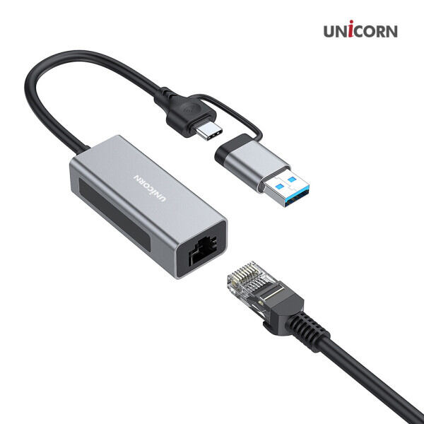UNICORN | Unicorn Clan-200Ac A-Type + C-Type Compatible USB Wired Lan Card Adapter Aluminum Body Giá 568,400 Đồng*Miễn phí vận chuyển