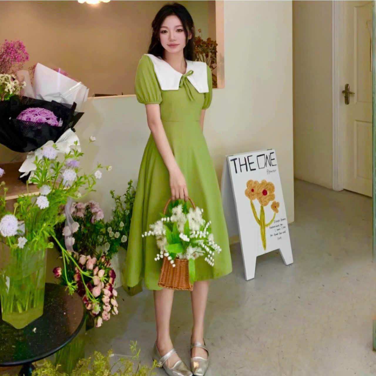 Đầm suông cổ thuỷ thủ trắng 2 màu