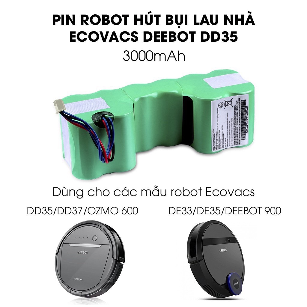 Pin robot hút bụi Deebot Ecovacs DN33 DN320 DN36 DE53 DE55 DD35 DD37