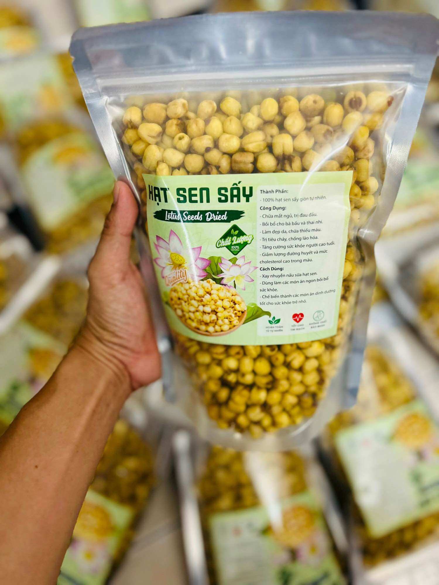 🎉🎉hạt sen sấy giòn túi 500gram