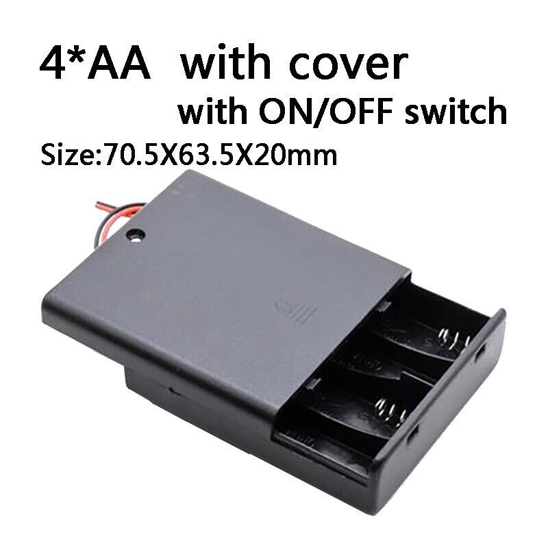 Hộp đựng pin AA có nắp và công tắc
