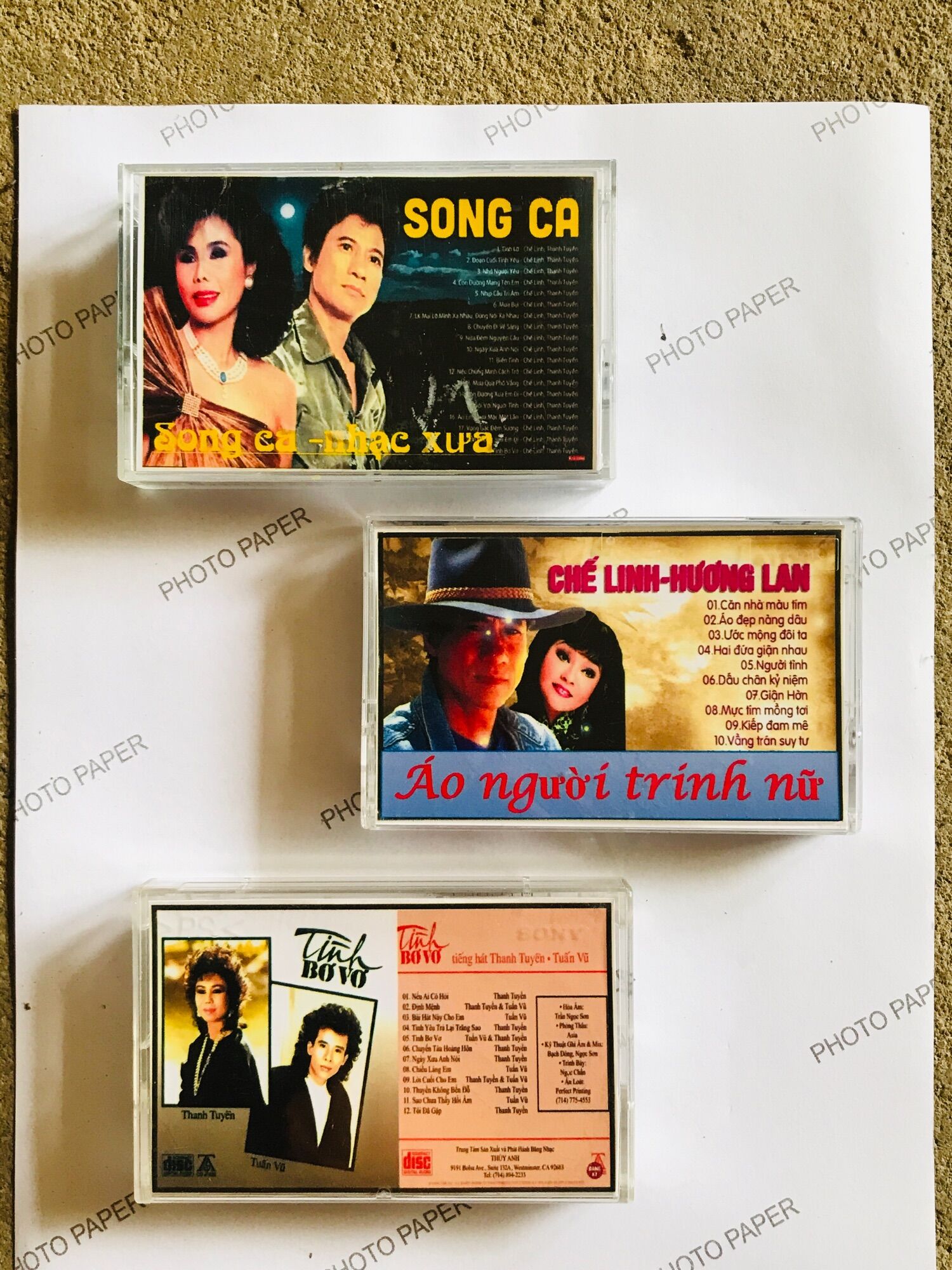 Bộ 3 cuộn băng nhạc Chế Linh song ca như hình đăng