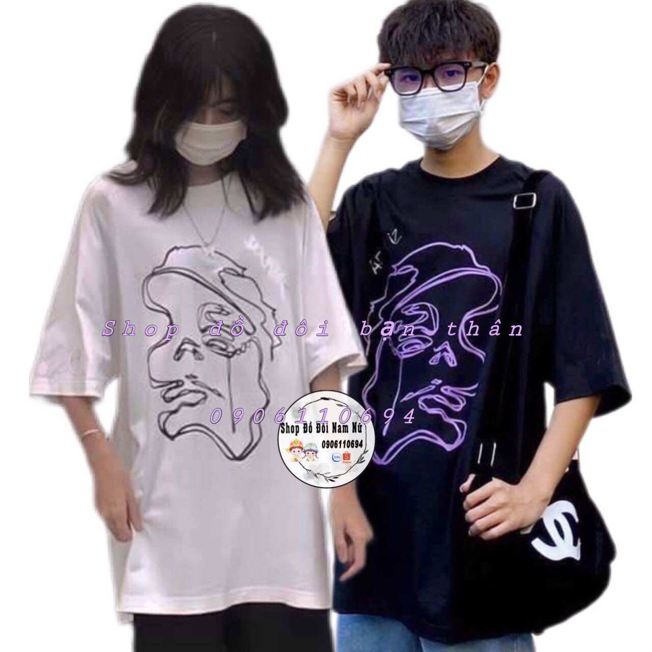 Áo Đôi Bạn Thân Nam Nữ - Áo Thun In Hình Độc Lạ Tay Lỡ Unisex Phông Rộng Hót Nhất