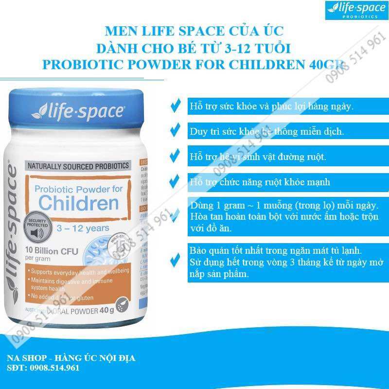 MEN Life Space Probiotic Powder for Baby (0 tháng - 3 tuổi) (3 tuổi-12 tuổi)