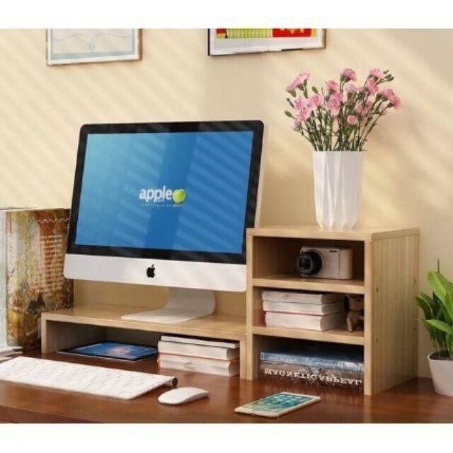 💗💗 kệ để sách kèm kệ máy tính - lắp ghép - màu trắng