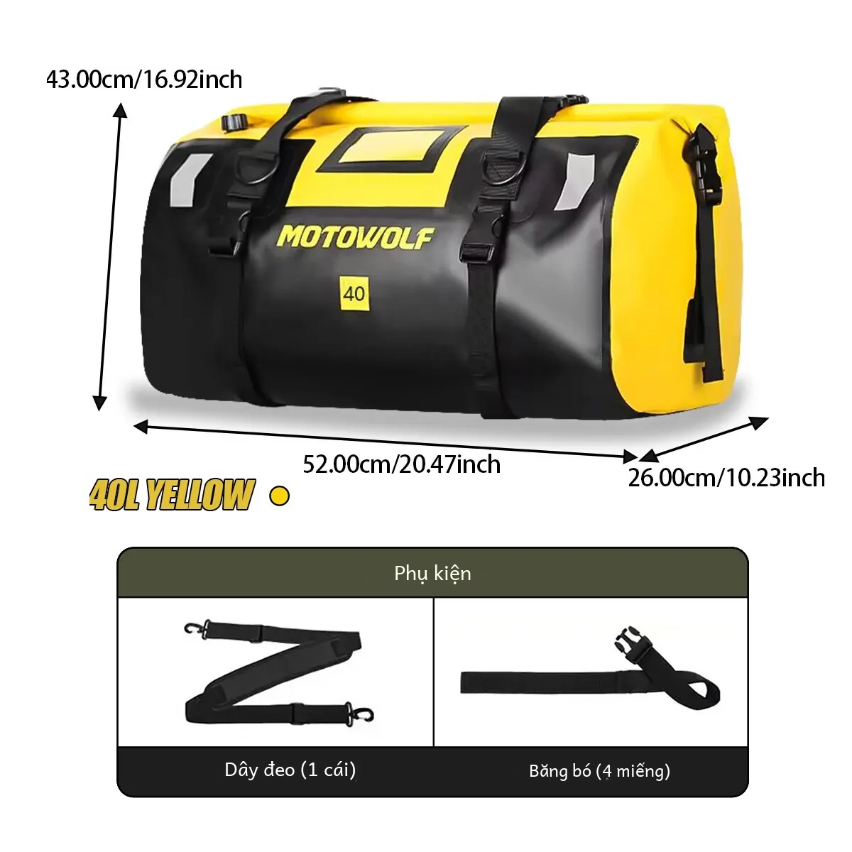 Đa năng đuôi xe máy túi 40l 66l dung lượng cao chống nước phía sau moto ghế túi chất liệu nhựa pvc bền đẹp cho ngoài trời đi motocross
