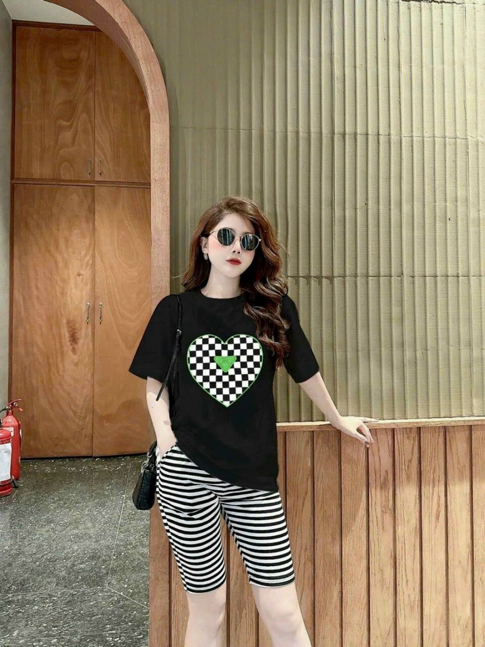 Sét bộ lửng cotton thêu logo qc cao cấp