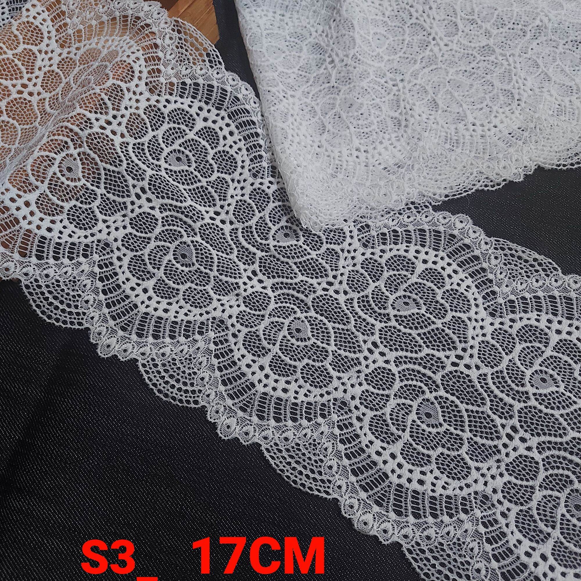 Ren thun tấm có co giãn, màu trắng ,may nội y ,bản rộng 13_24cm