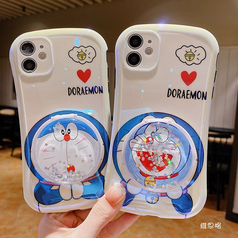 Ốp Điện Thoại Di Động Thích Hợp Dùng Cho Iphone XR Doraemon Gương Xmax Cát Chảy 12Mini Trái Tim XS Ánh Sáng Xanh iPhone 11Promax SE2 Đáng Yêu 7P Hoạt Hình 8Plus Kèm Gương Gương Kính Trang Điểm Silicone I