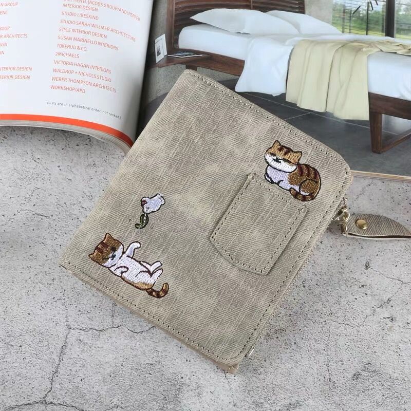 INS Card Holder Wallet Integrated Female Short Student Korean Style Cute Japanese Style Girly Simplicity Ultra-Thin Foldable Purse